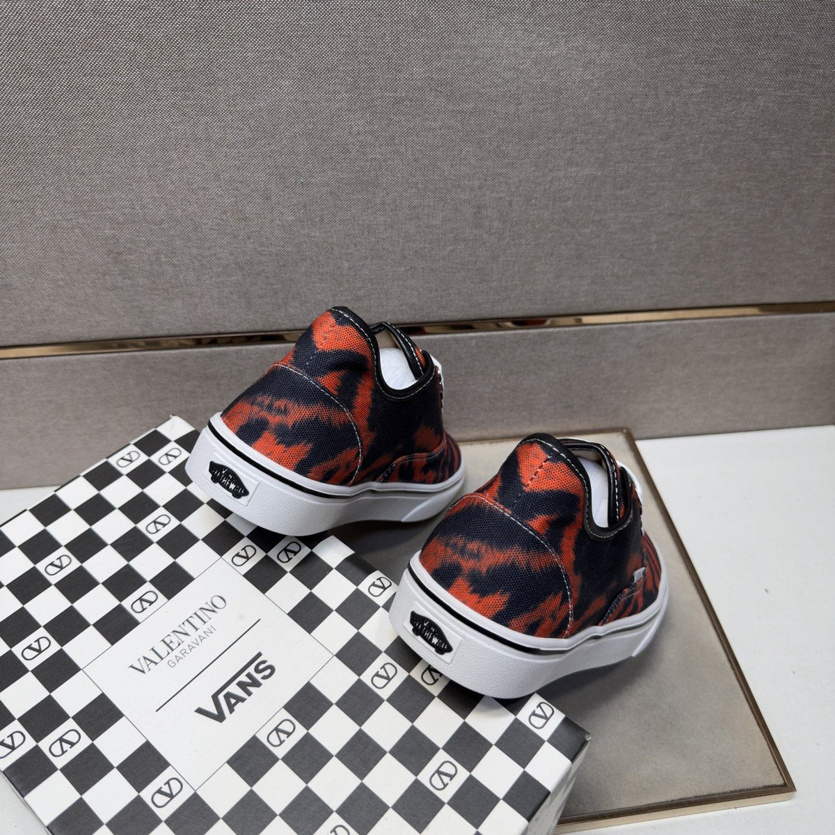 Vans Navy Orange Stripe Low-Top Sneakers — back