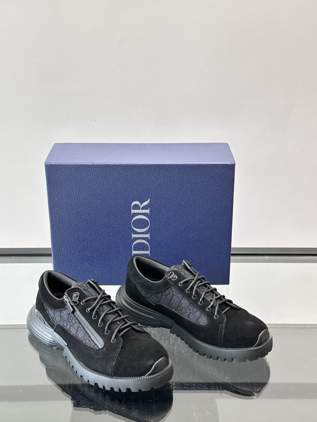 Dior Black Lace-Up Derby Shoes — front