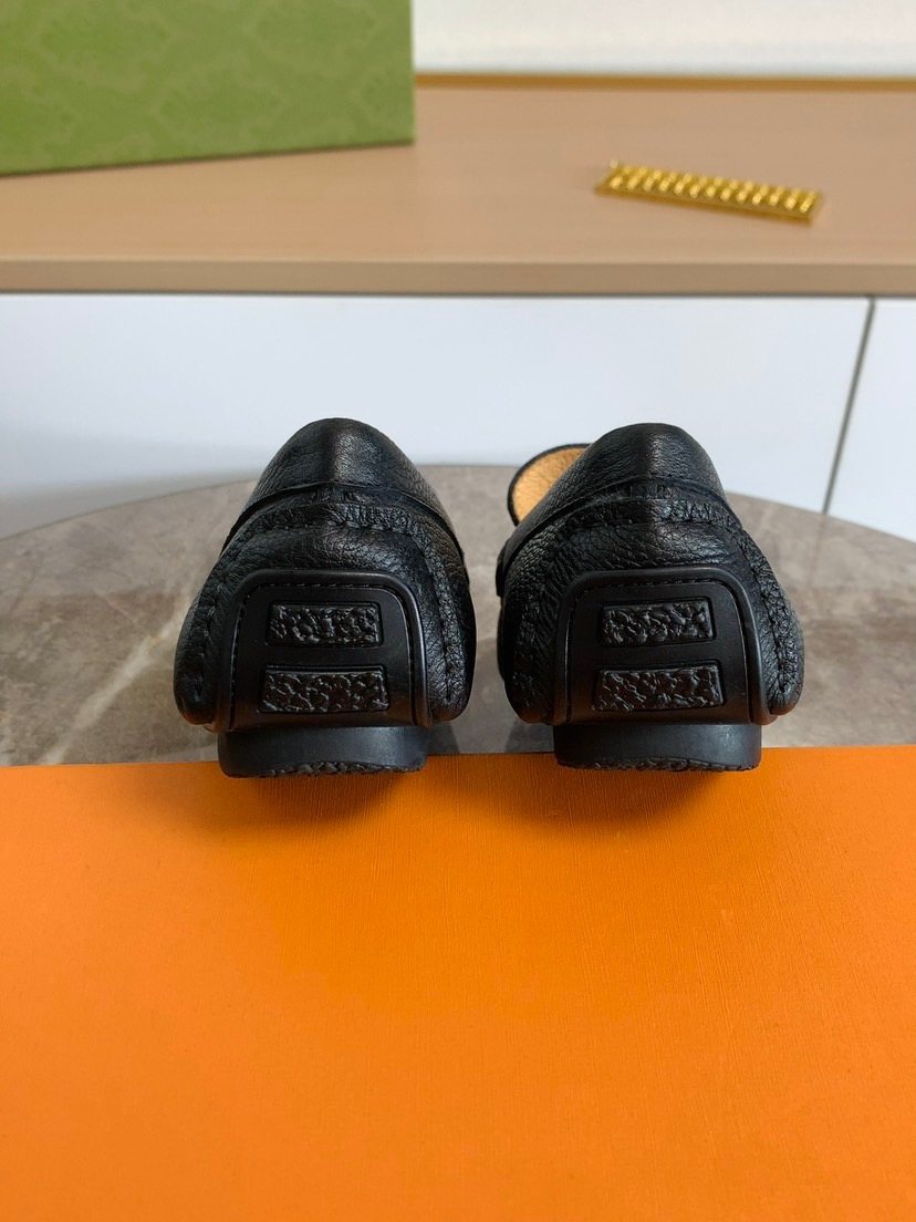 Black Textured Hardware Loafers — back