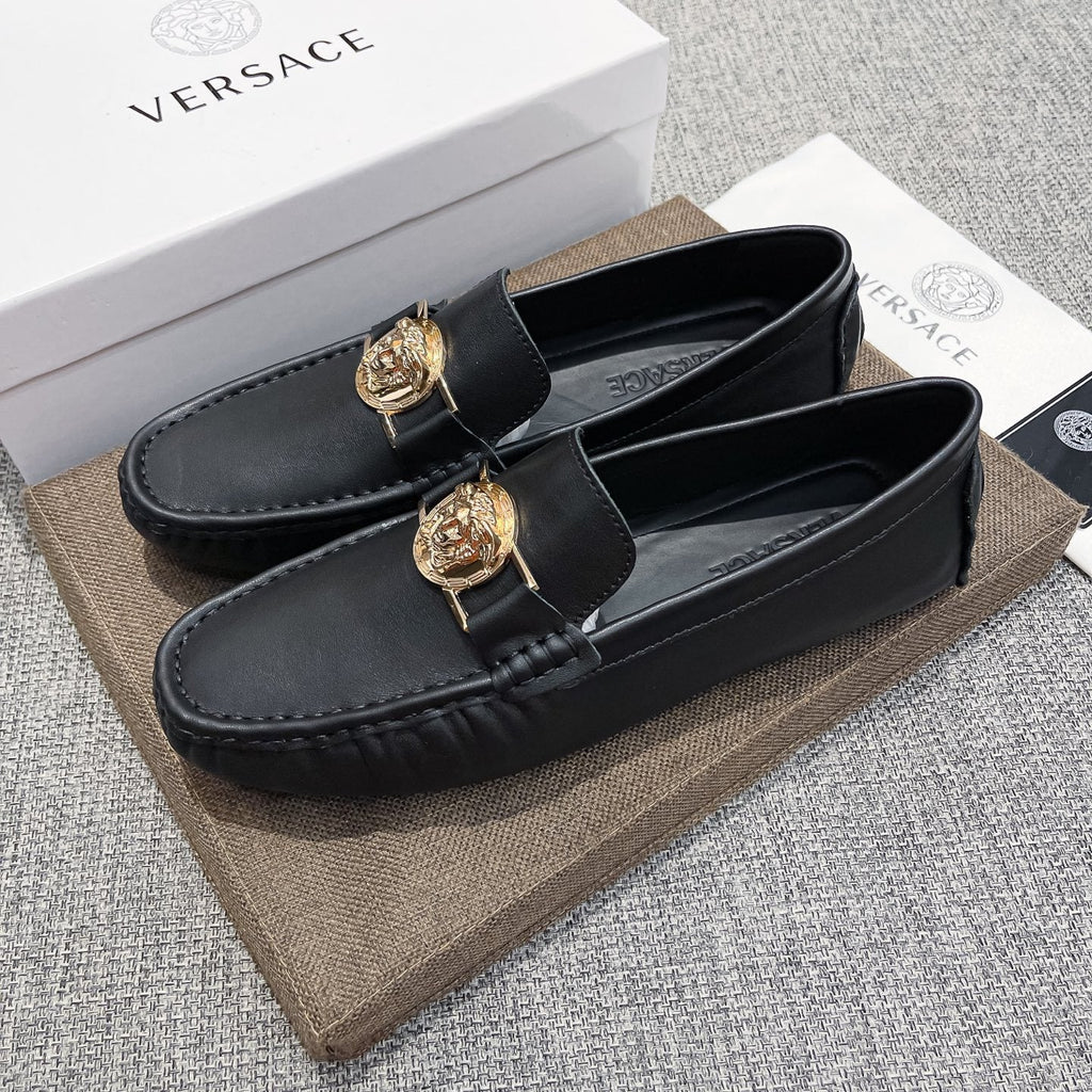 Versace Black Gold-Hardware Loafers — hero