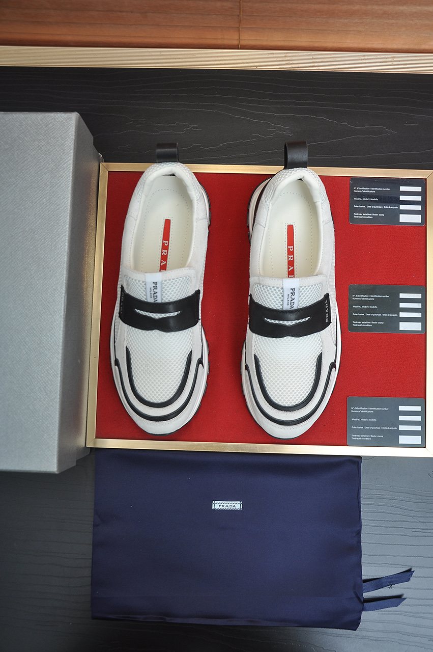 Prada Black Strap Low-Top Sneakers — front