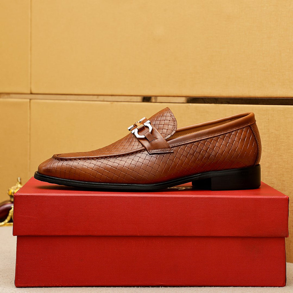 Salvatore Ferragamo Textured Buckle Loafers — detail
