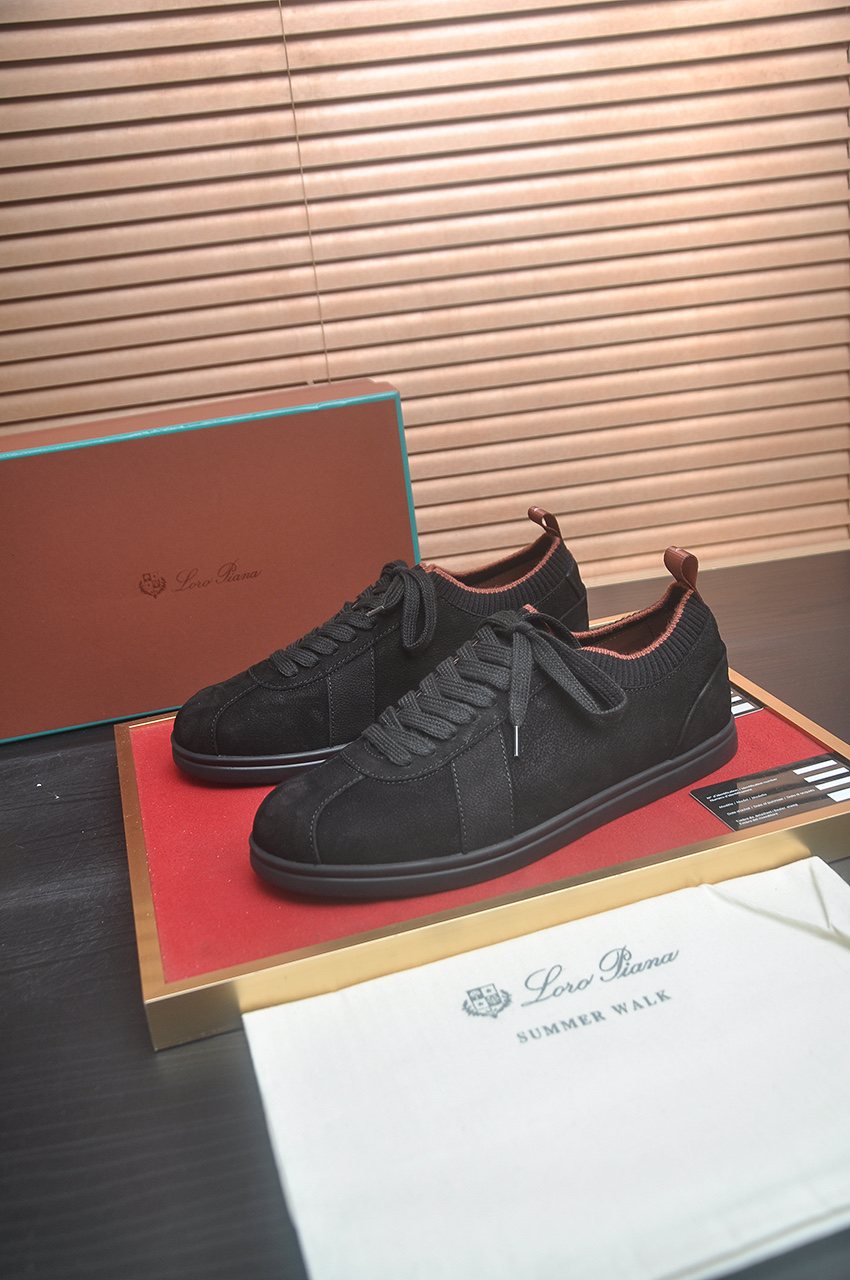 Loro Piana Low-Top Lace-Up Sneakers — side