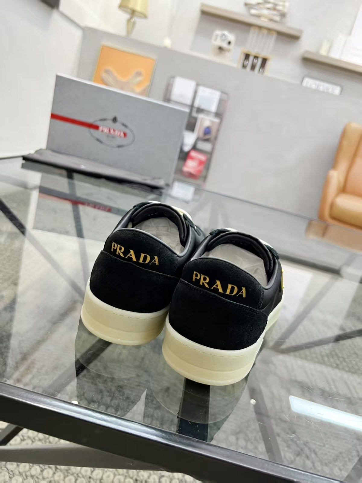 Prada Men's Low-Top Leather Sneakers — front