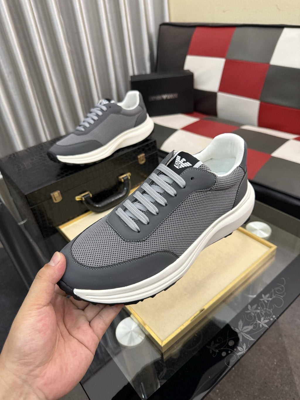 Armani Textured Low-Top Sneakers — model