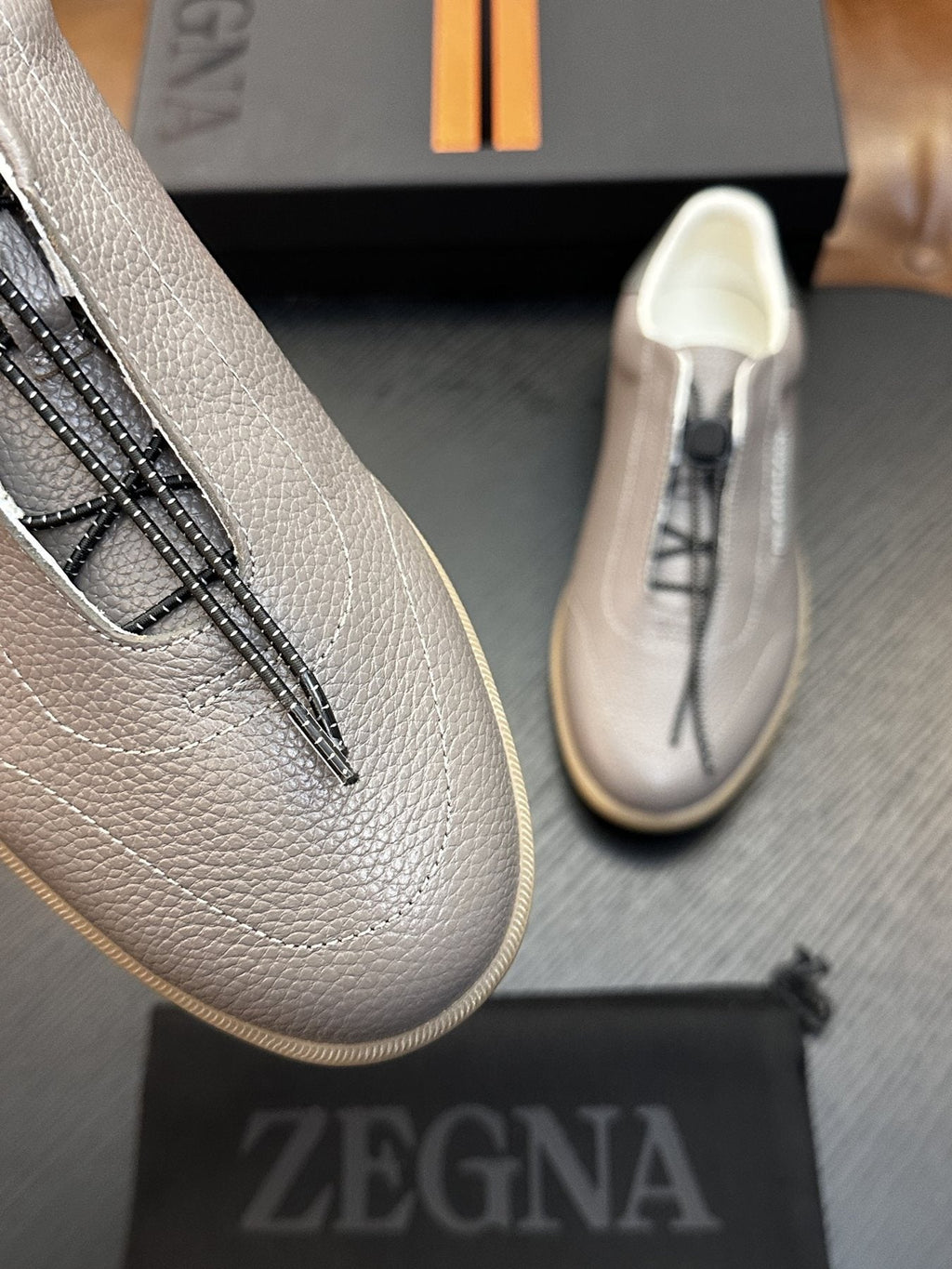 Zegna Zip-Front Slip-On Sneakers — detail
