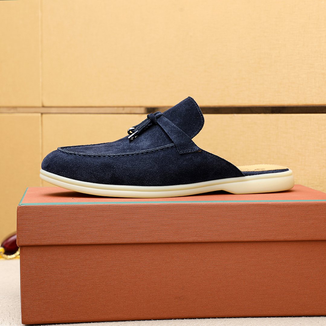 Loro Piana Tassel Backless Loafers — side