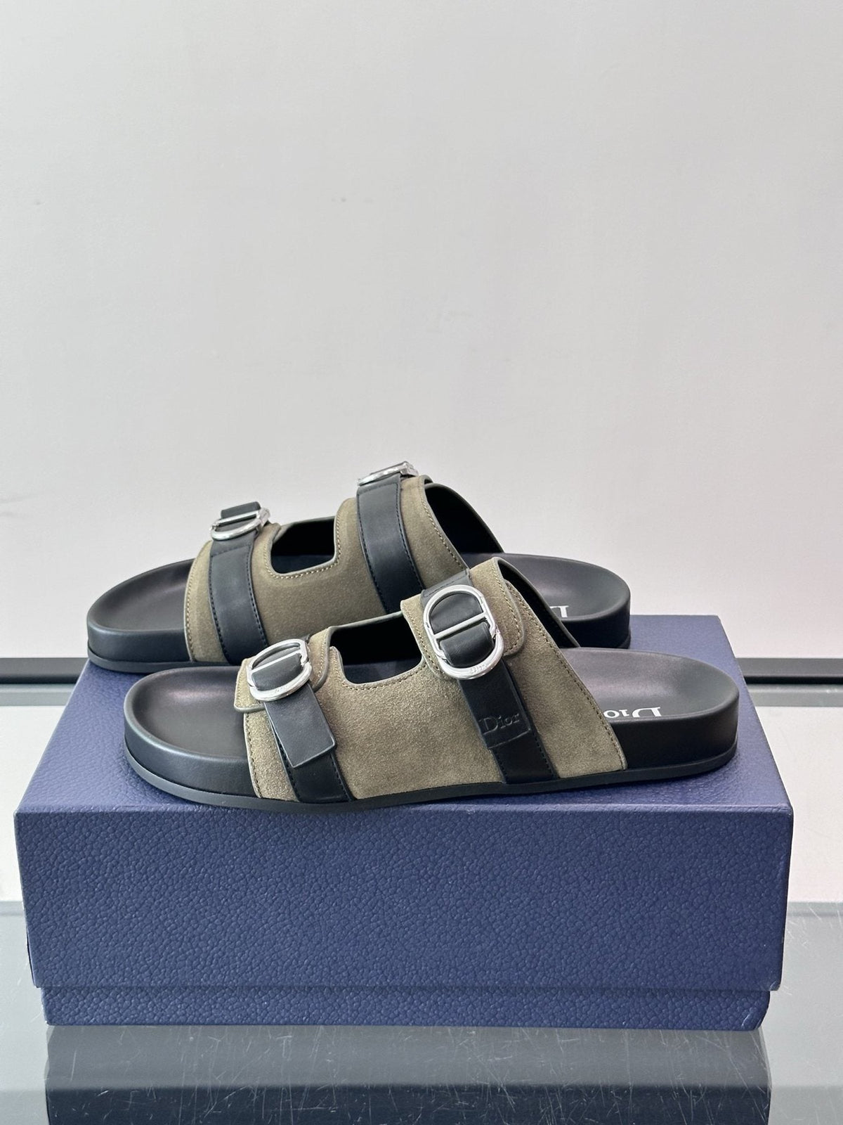 Dior Two-Strap Buckle Sandals — side