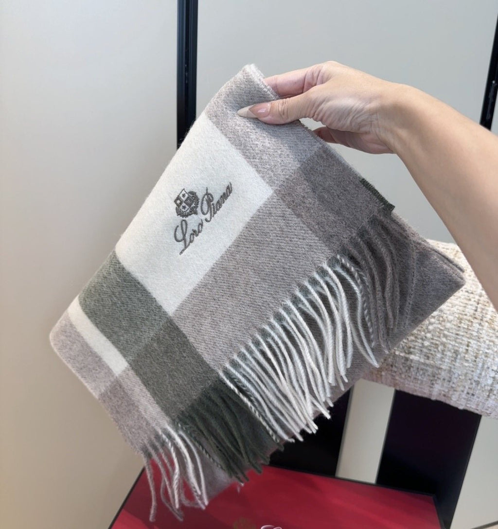 Loro Piana Fringed Plaid Scarf — front