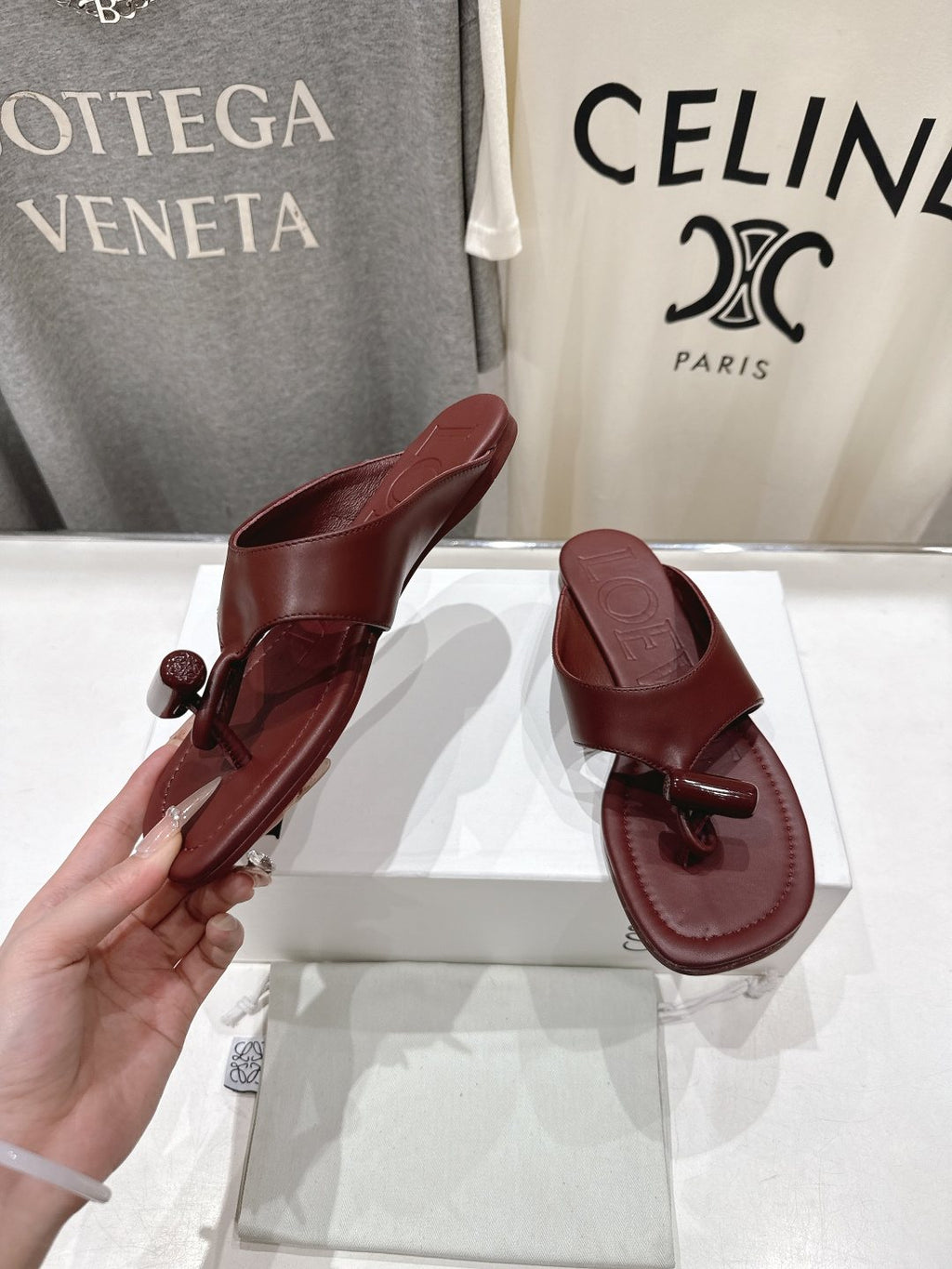 LOEWE Embossed Thong Sandals — side