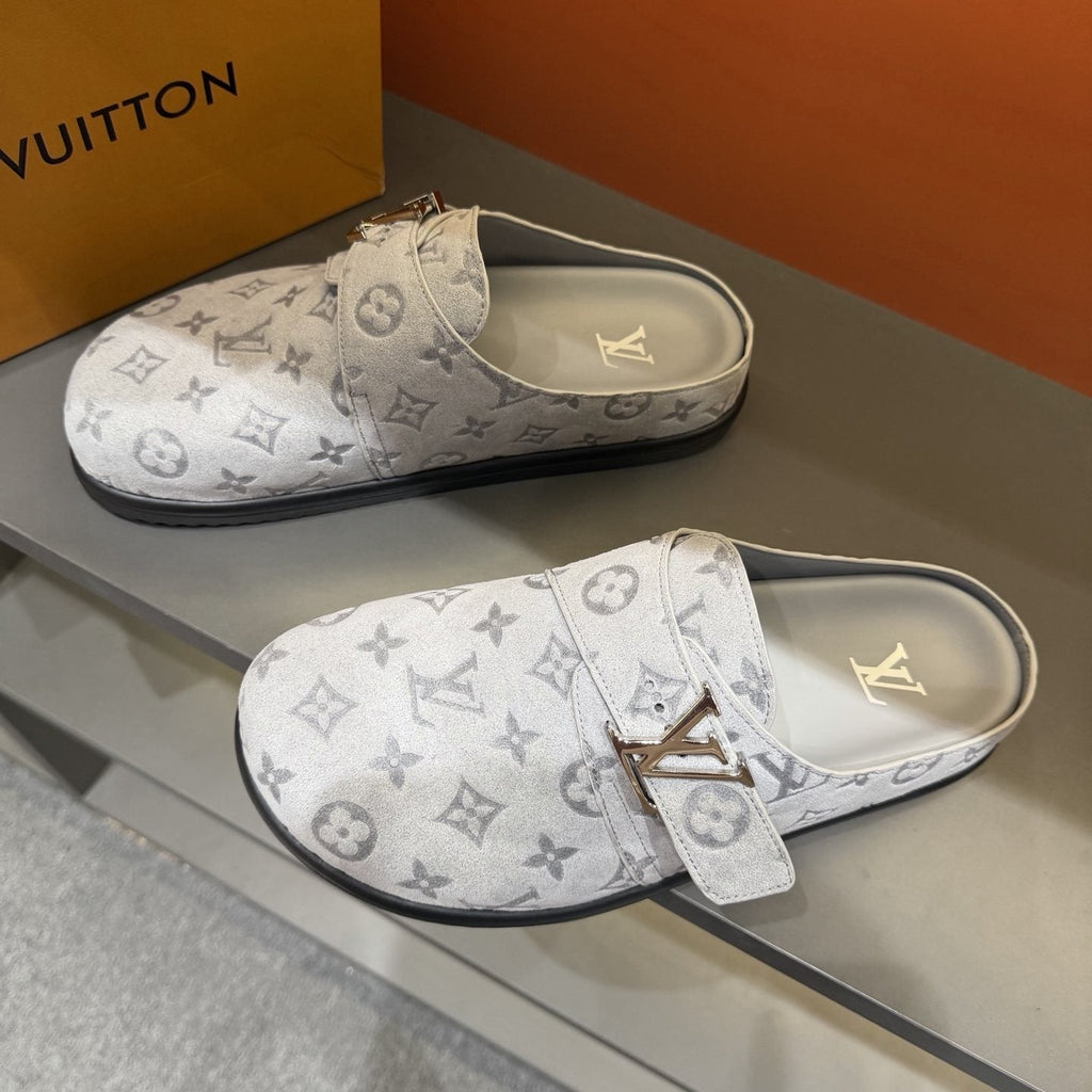 Louis Vuitton Monogram Buckle Mules — front