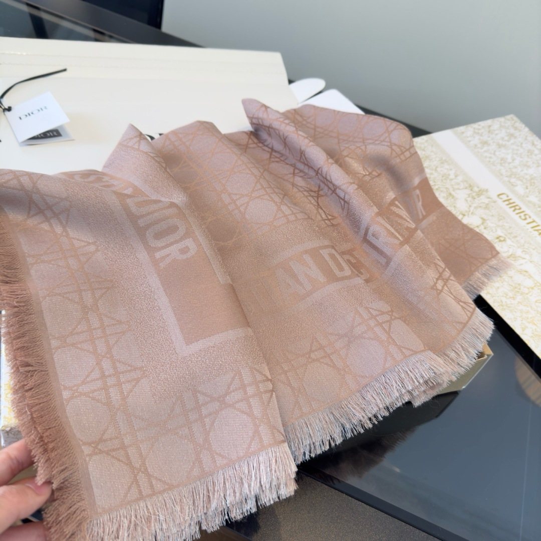 Dior Geometric Fringe Scarf — model