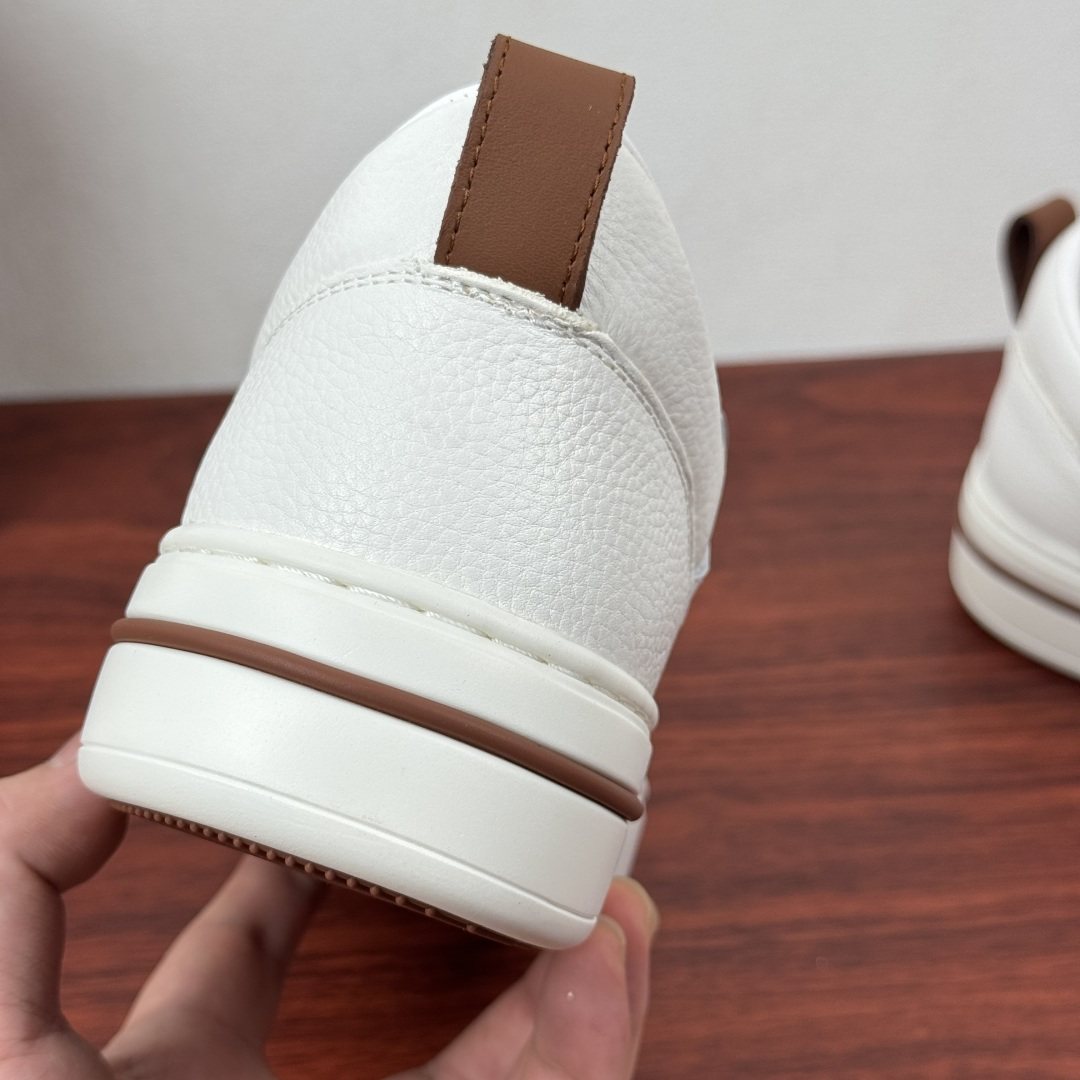 Loro Piana Textured Leather Mesh Low-Top Sneakers — detail
