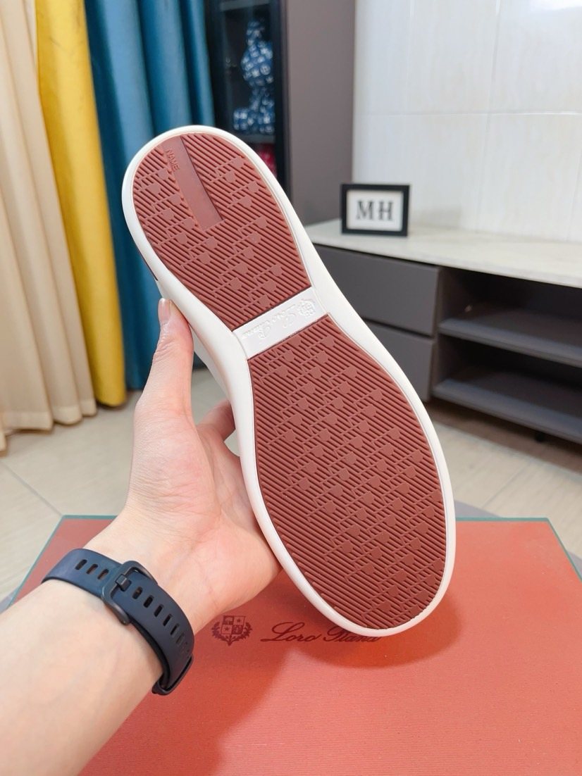 Loro Piana Contrast Stripe Low-Top Sneakers — detail
